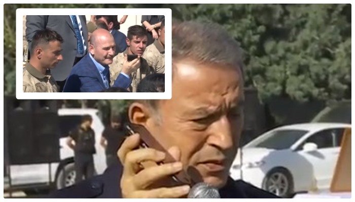 Акар и Сойлу дали военным послушать праздничное поздравление Эрдогана через iPhone   